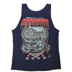 Sturgis 2009 Blue Tank Top with Mt Rushmore and Motorcycle Graphics